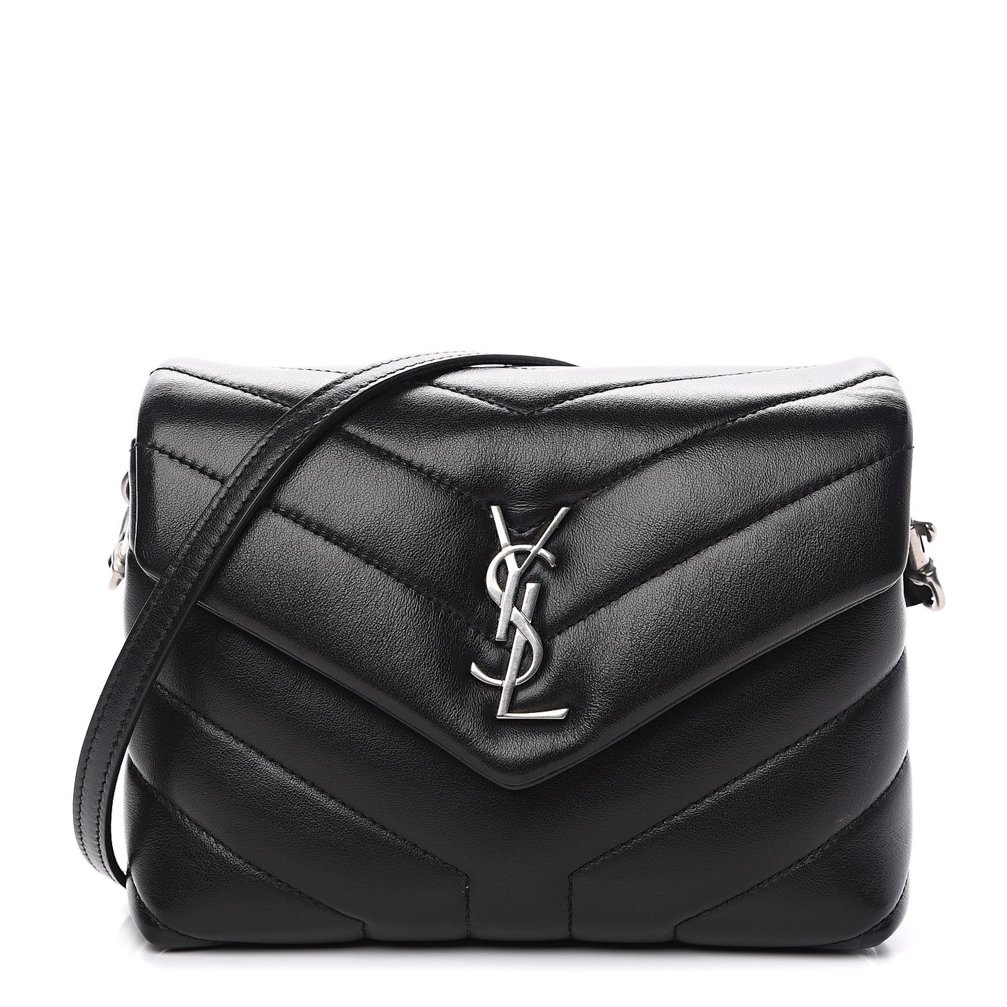 Calfskin Y Quilted Monogram Toy Loulou Crossbody Bag Black