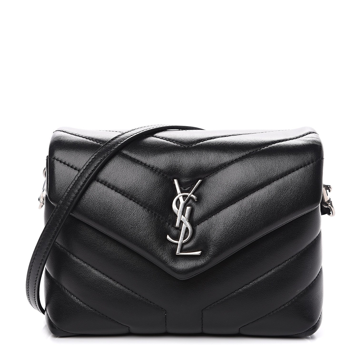 Saint Laurent Calfskin Y Quilted Monogram Toy Loulou Crossbody Bag Black 1 of 10