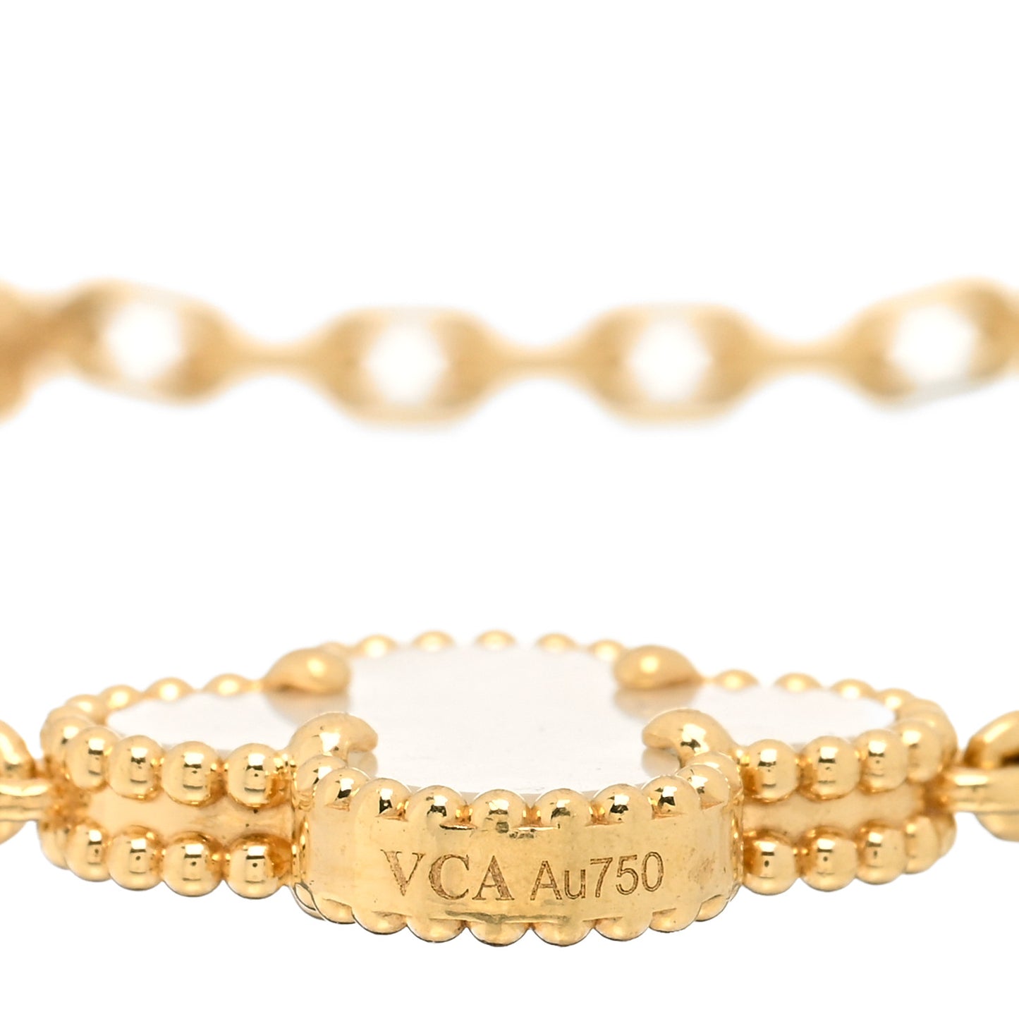 18K Yellow Gold Mother of Pearl 5 Motifs Vintage Alhambra Bracelet