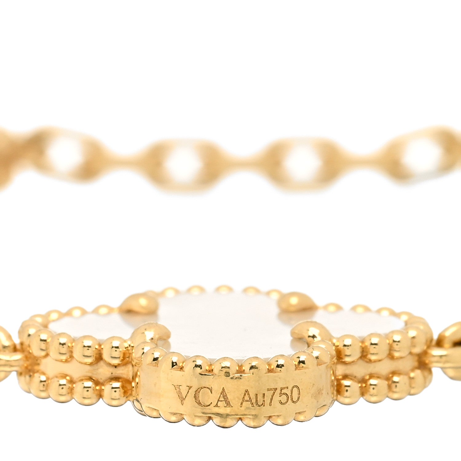 Van Cleef & Arpels 18K Yellow Gold Mother of Pearl 5 Motifs Vintage Alhambra Bracelet 3 of 5