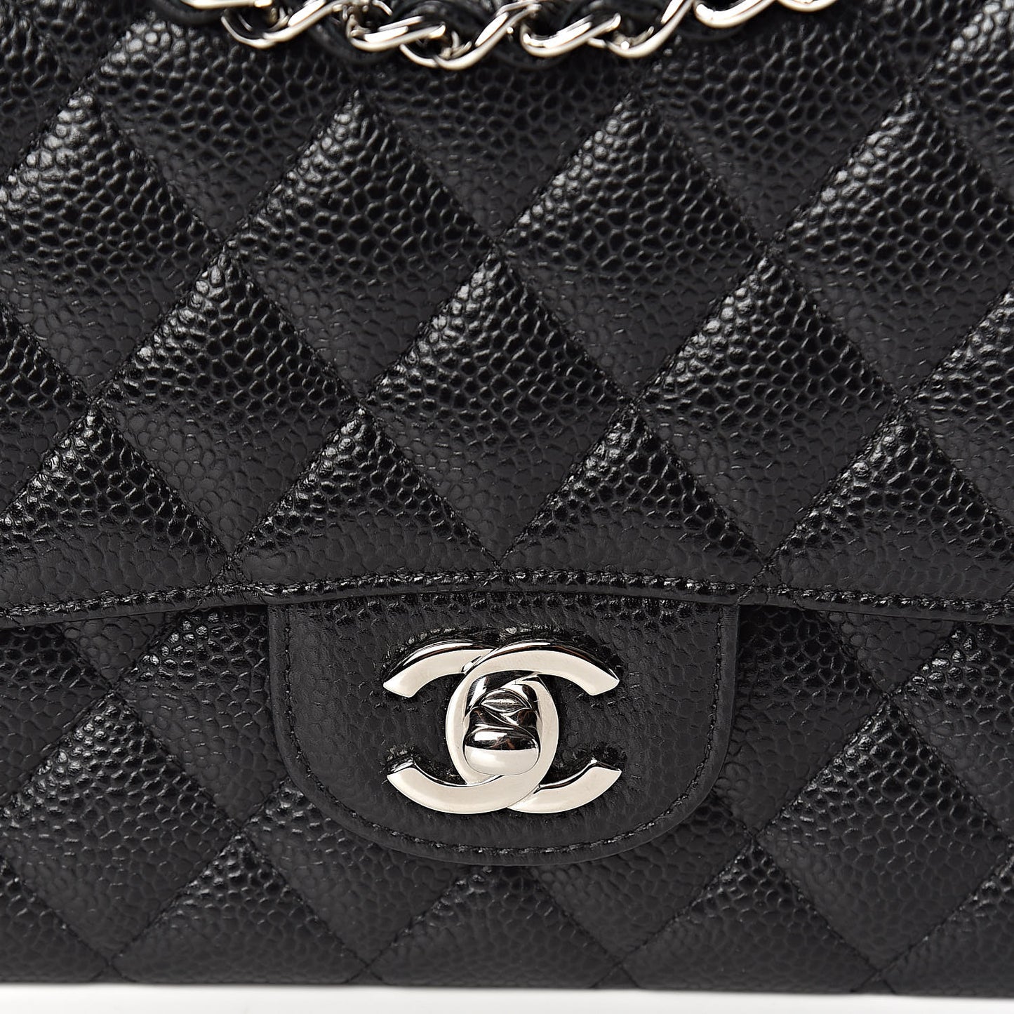 Caviar Quilted Medium Double Flap Black