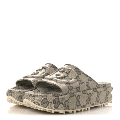 Gucci Cubic Rubber GG Monogram Womens Interlocking G Platform 42mm Slide Sandals 42 Beige Ebony 4 of 12