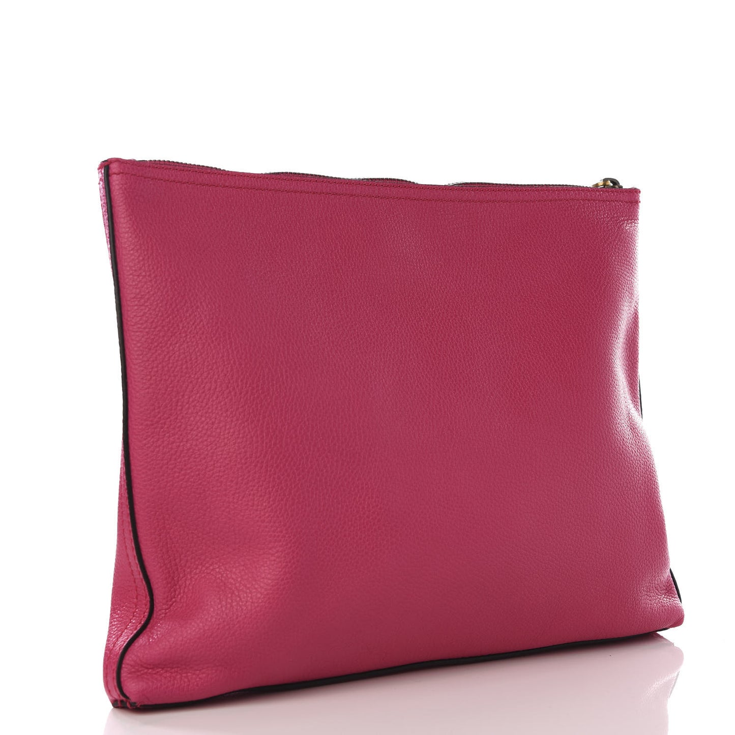 Pebbled Calfskin Medium Logo Portfolio Clutch Box Pink Green