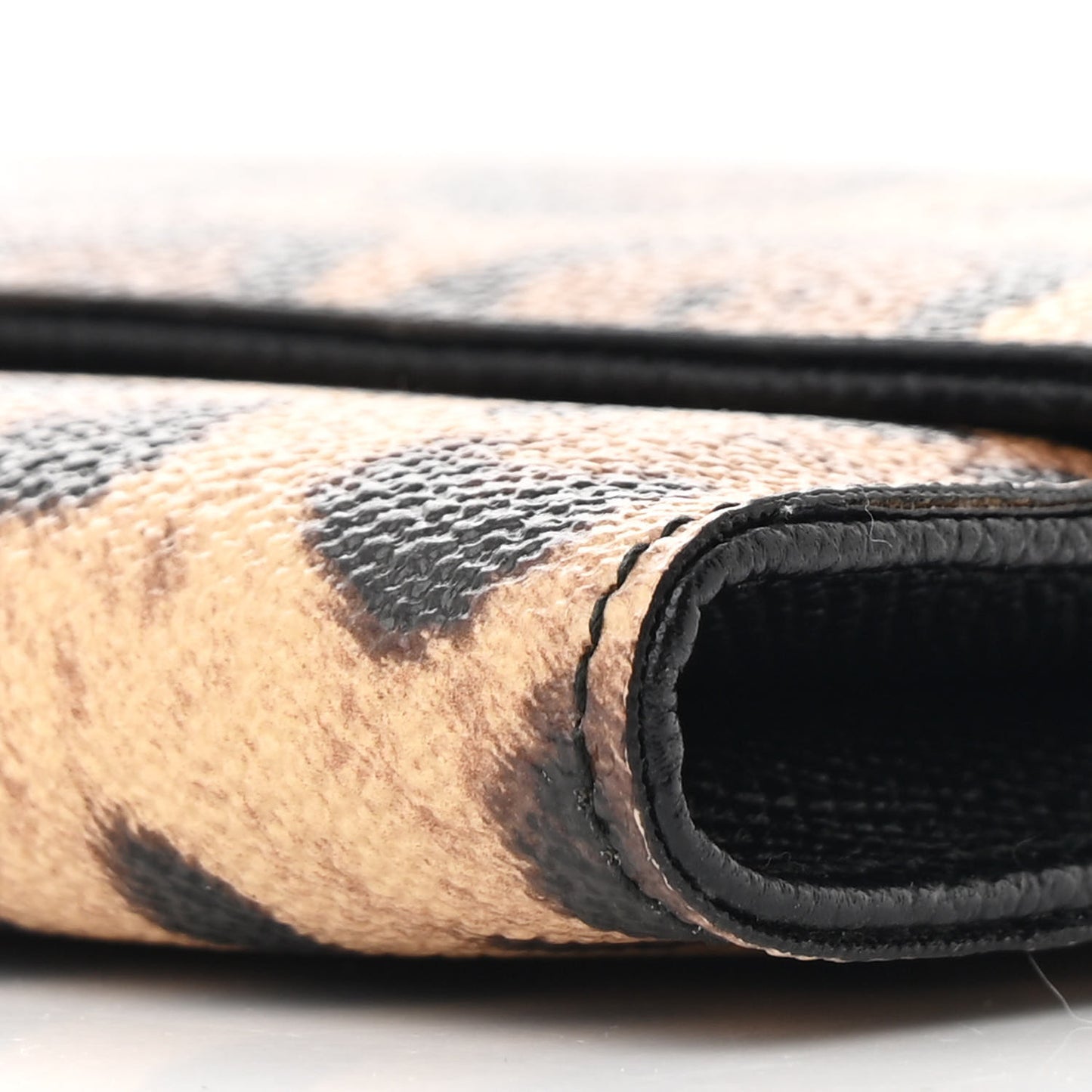 Crespo Leopard Print Wallet On Chain Brown Black