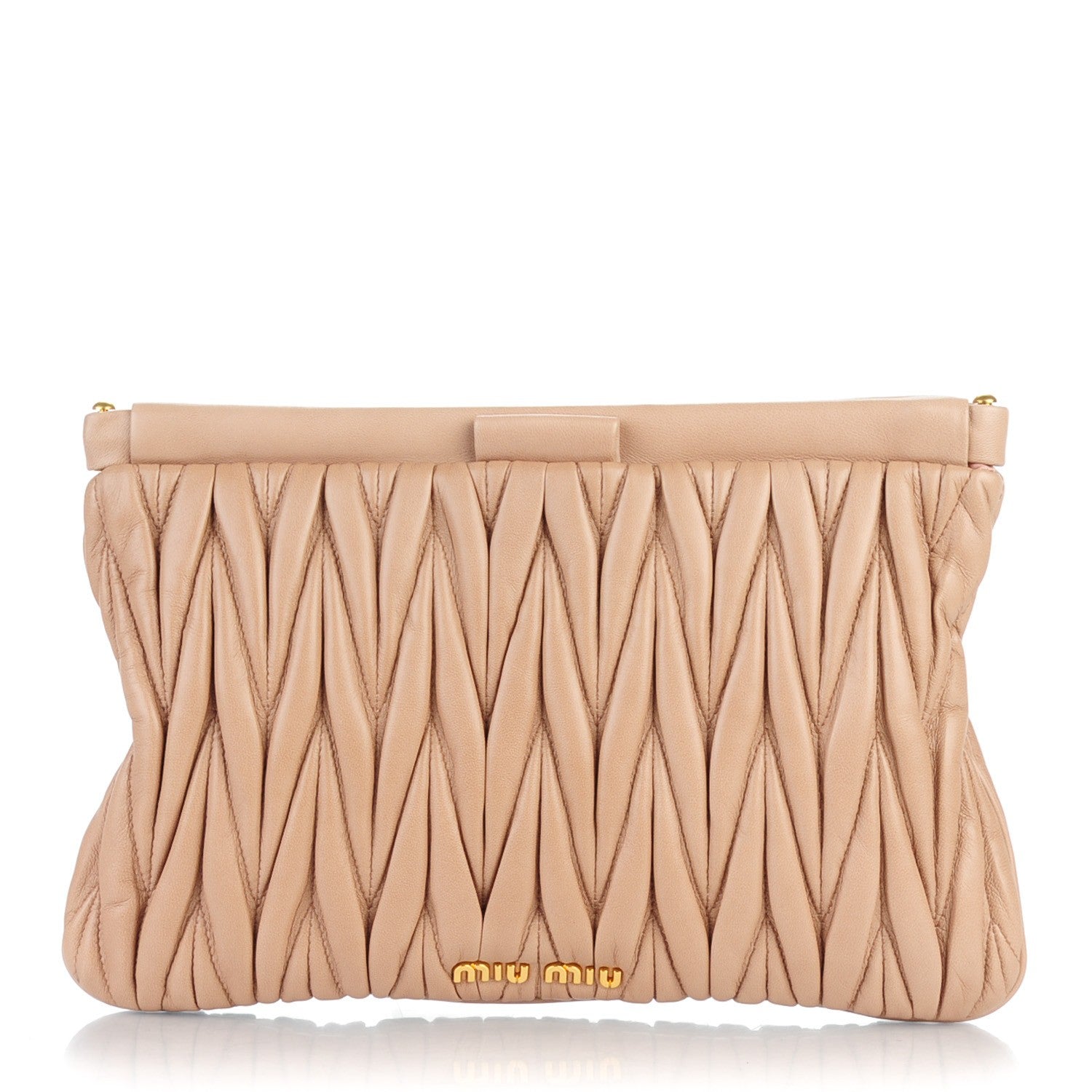 Miu Miu Nappa Matelasse Clutch Cammeo 1 of 8
