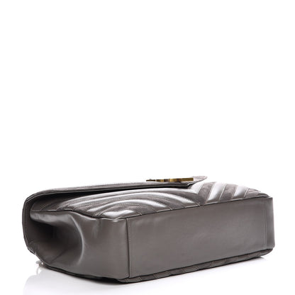 Saint Laurent Sheepskin Suede Matelasse Chevron Monogram Large College Satchel Earth 4 of 7