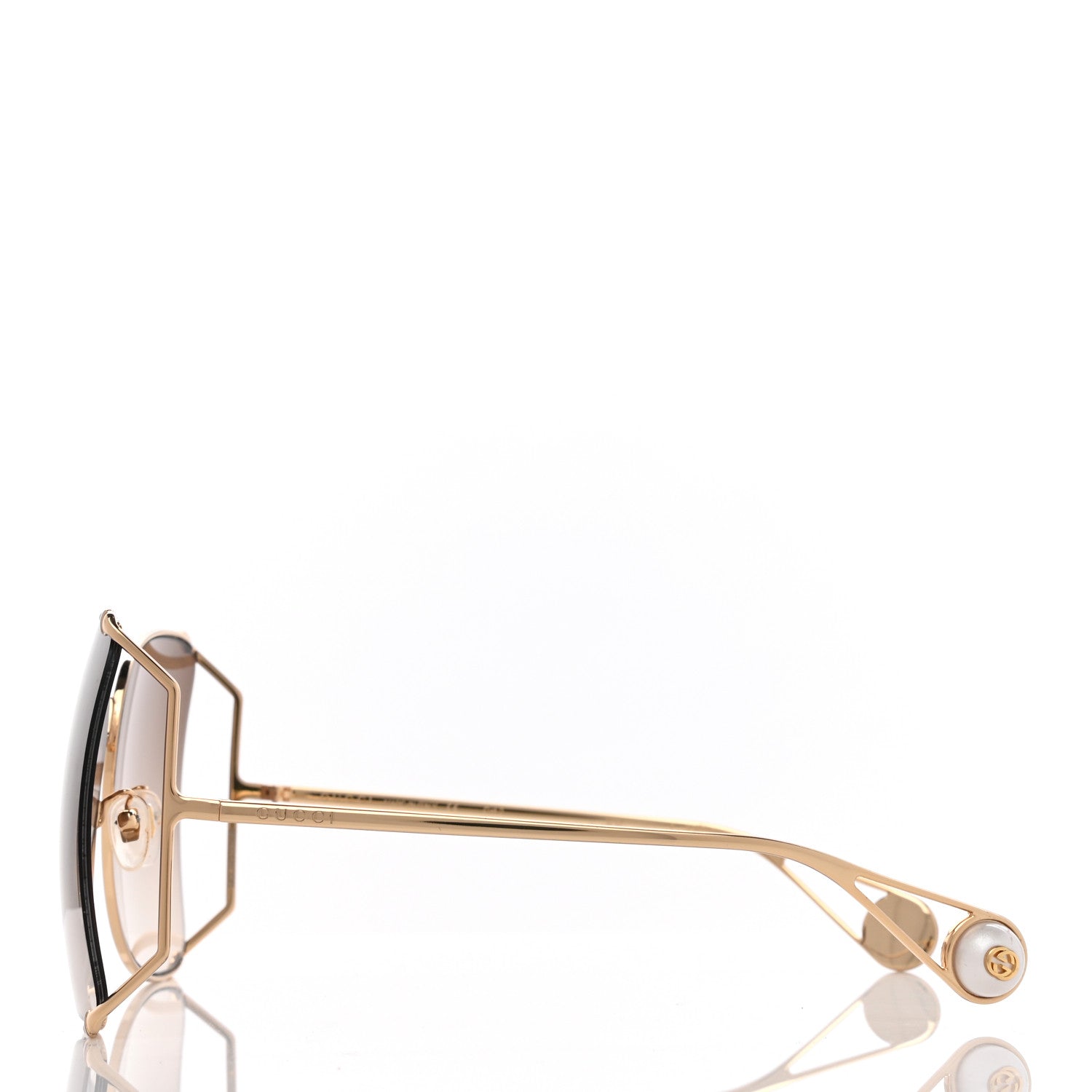 Gucci Oversized Round Sunglasses GG0252S Gold Brown 3 of 10