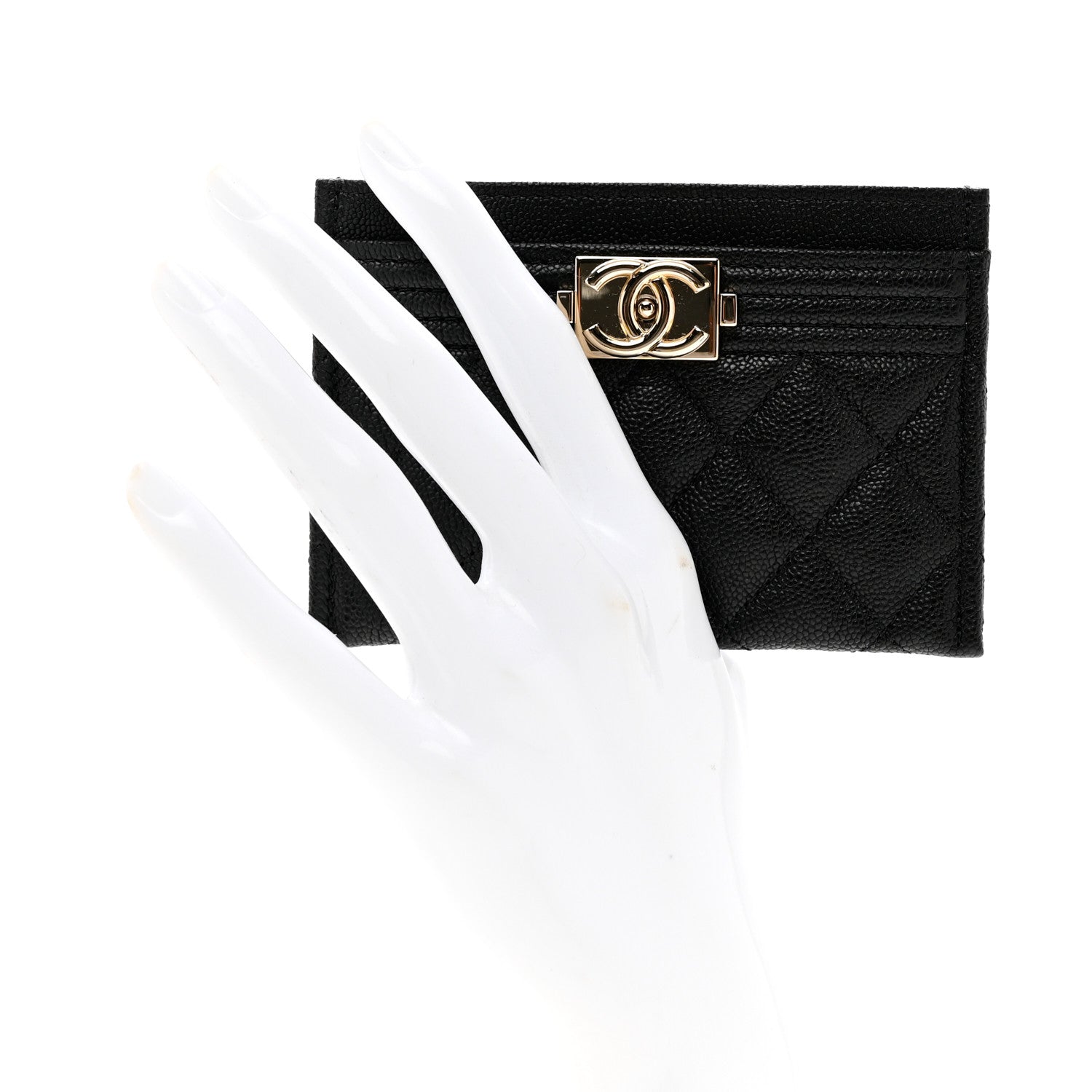 Chanel Caviar Quilted Boy Card Holder Black 2 of 9