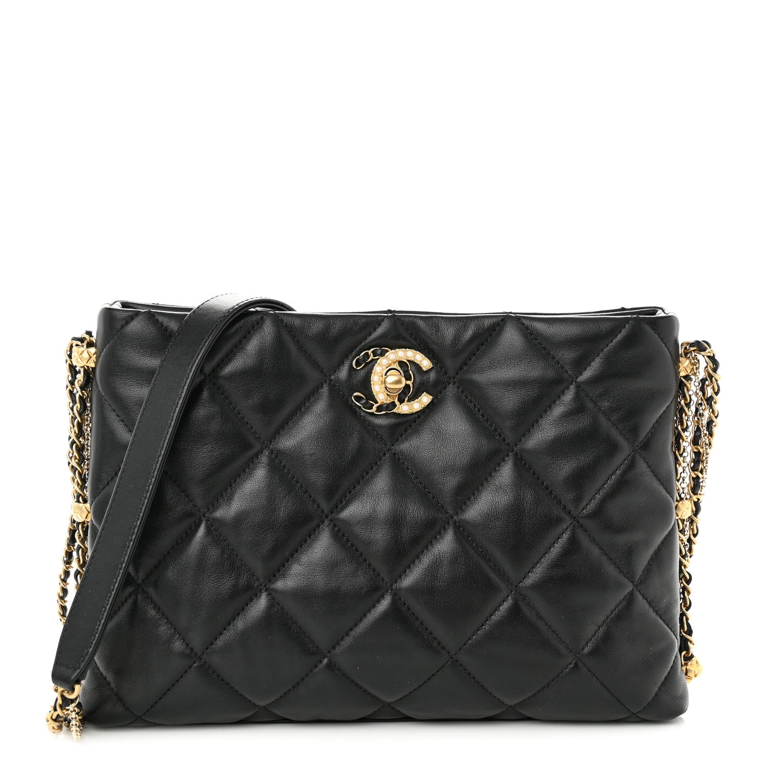 Chanel Lambskin Quilted Crush on Chains Hobo Black 1 of 11