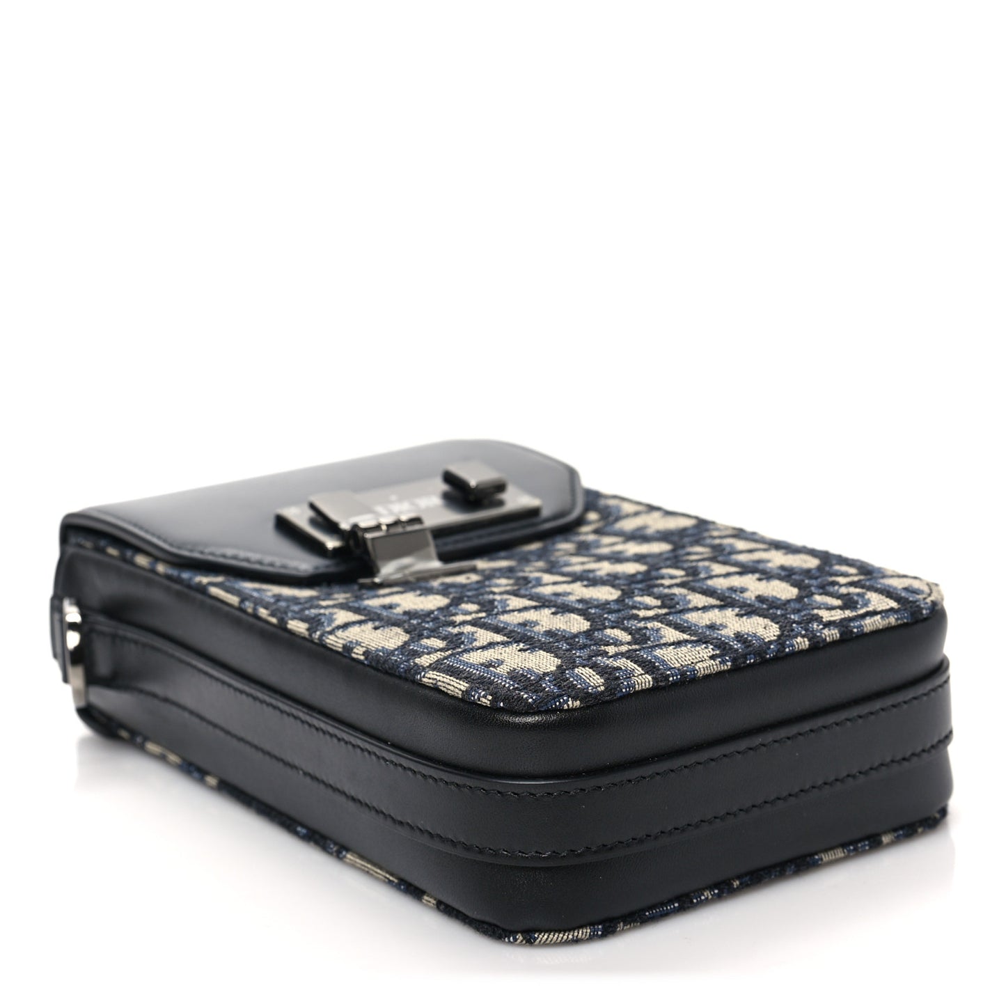 Oblique Calfskin Vertical Pouch Black
