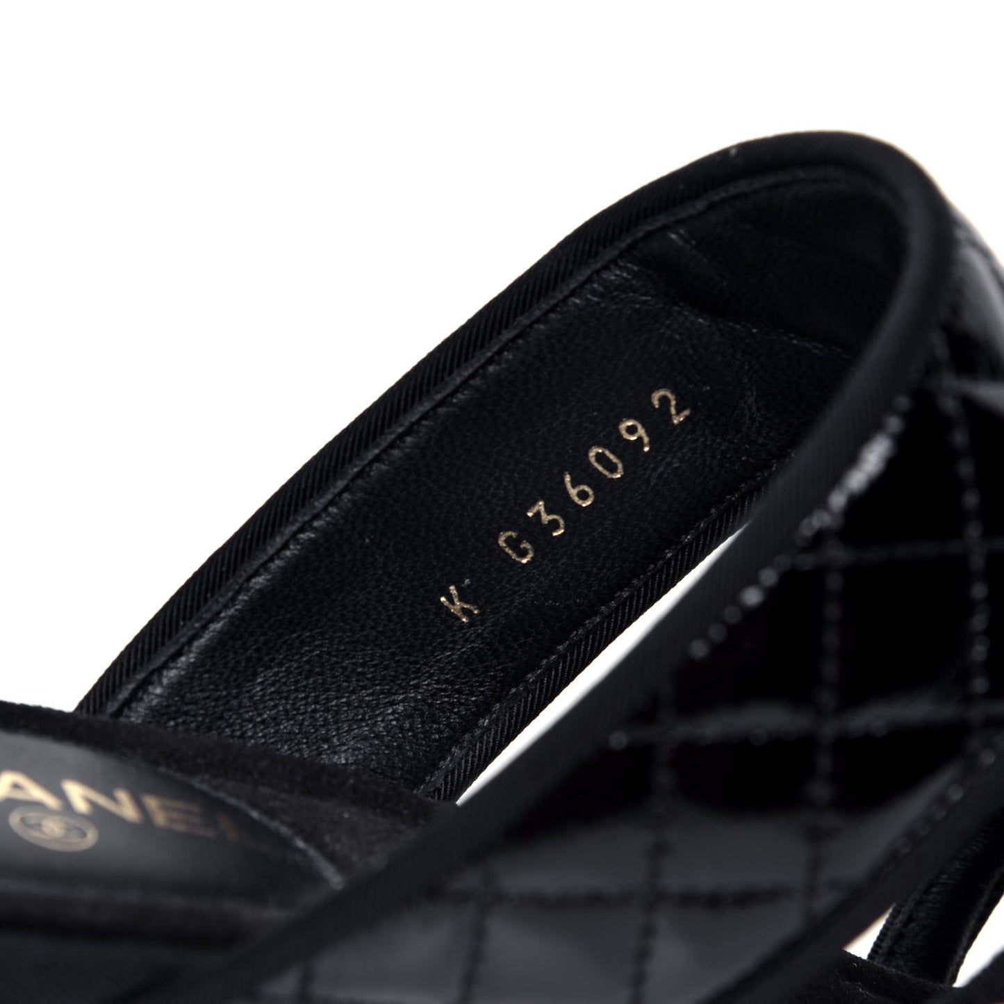 Distressed Patent Quilted Chain Mule Sandals 37 Black