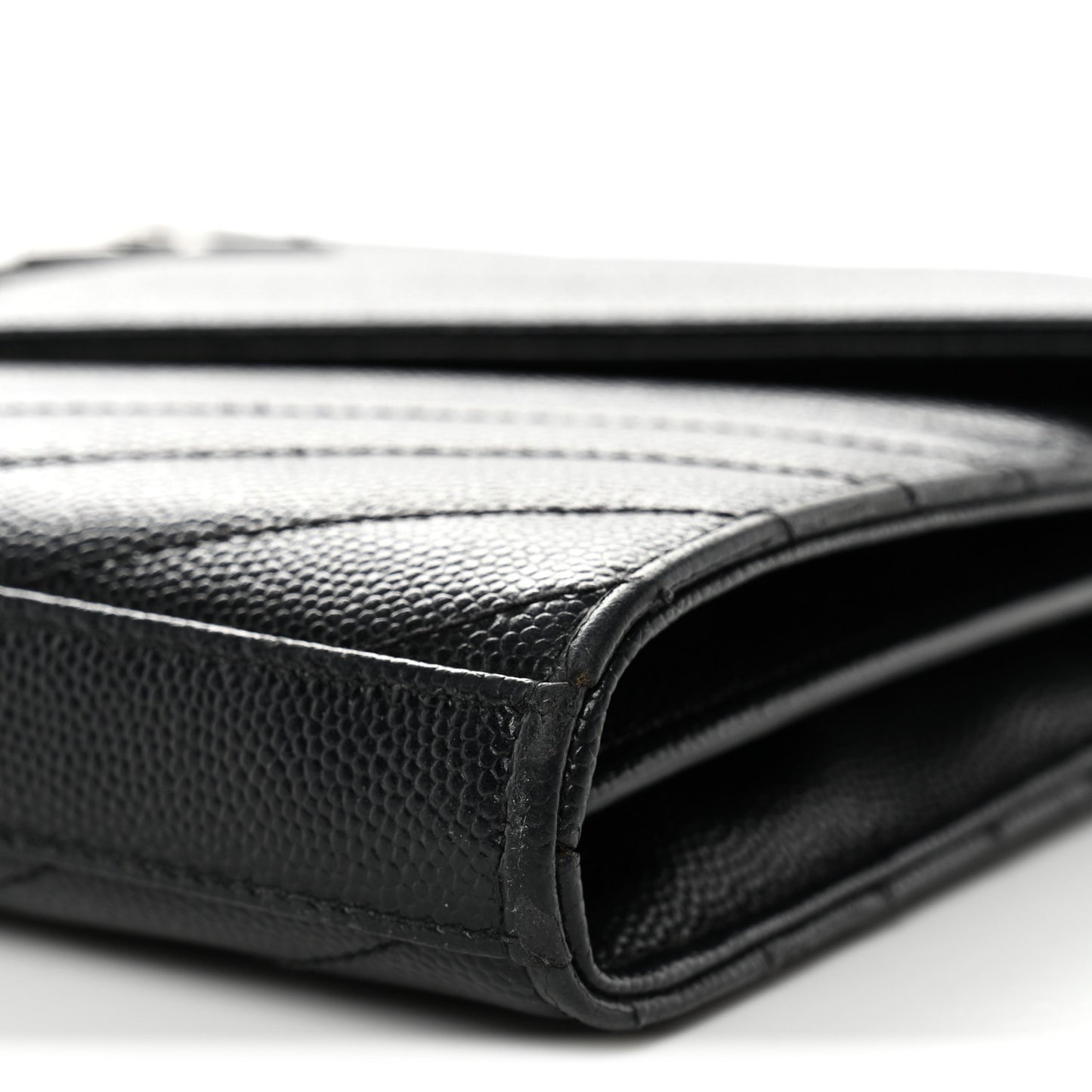 Grain De Poudre Matelasse Chevron Monogram Chain Wallet  Black