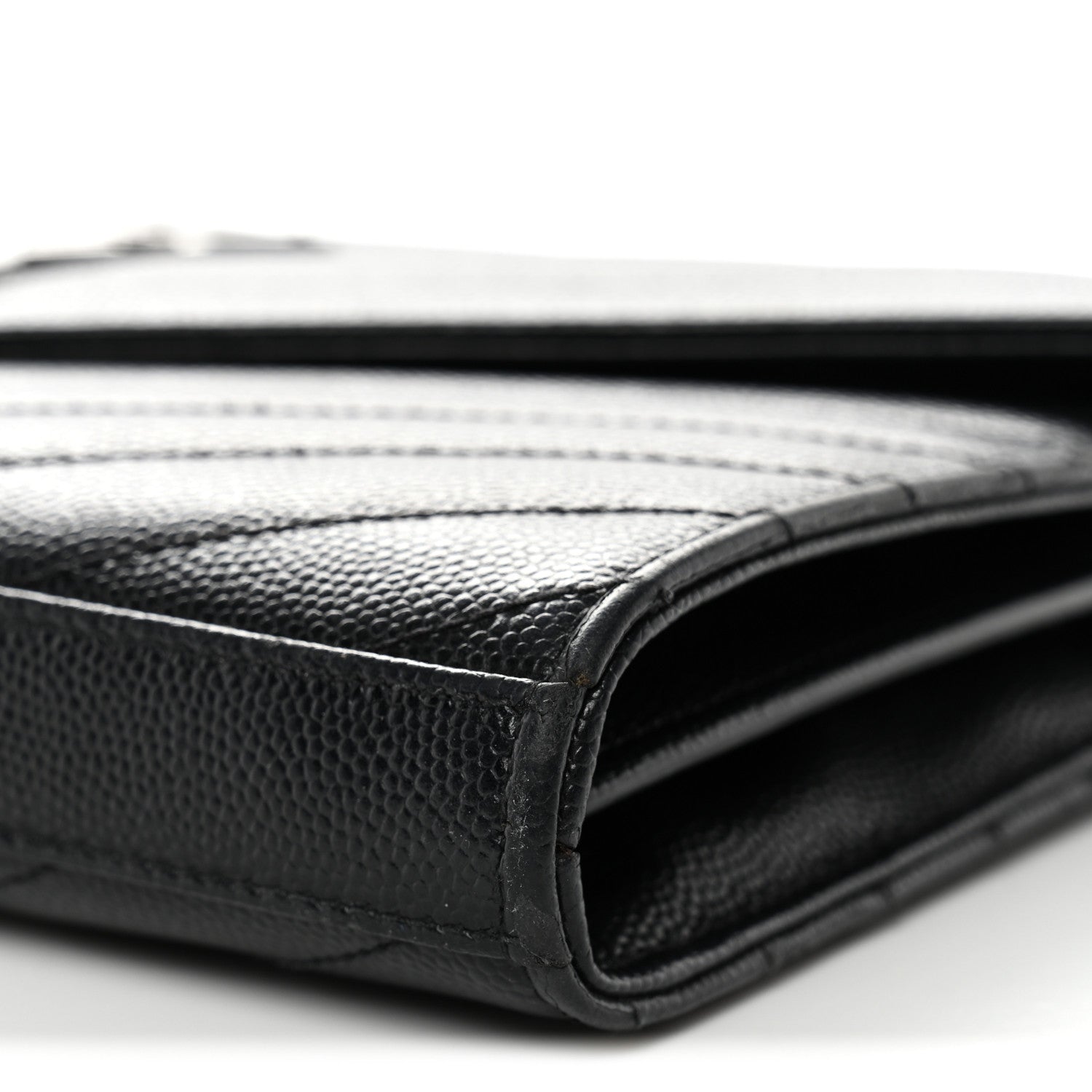 Saint Laurent Grain De Poudre Matelasse Chevron Monogram Chain Wallet  Black 11 of 12