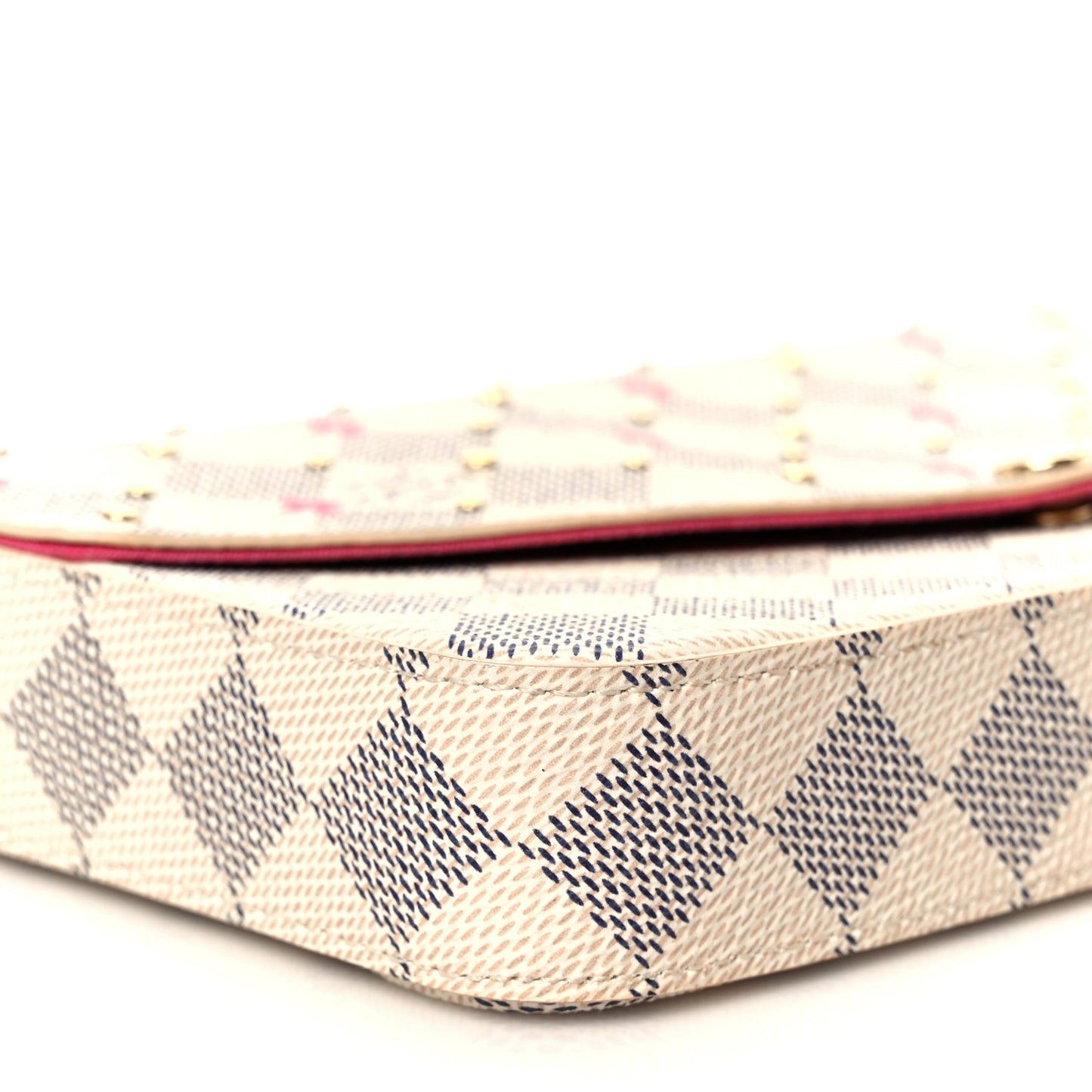 Damier Azur Studded Pochette Felicie Chain Wallet Fuchsia