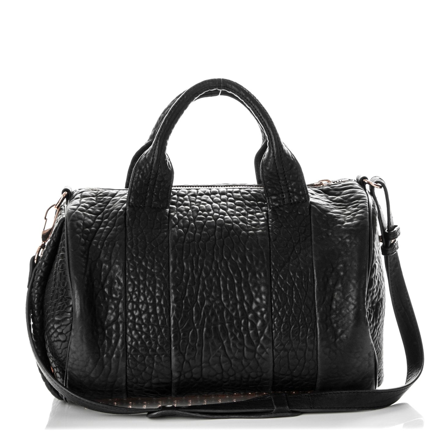 Pebbled Lambskin Rocco Black Rose Gold Hardware