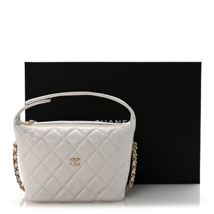 Chanel Caviar Quilted Hobo Clutch With Chain White 11 of 11