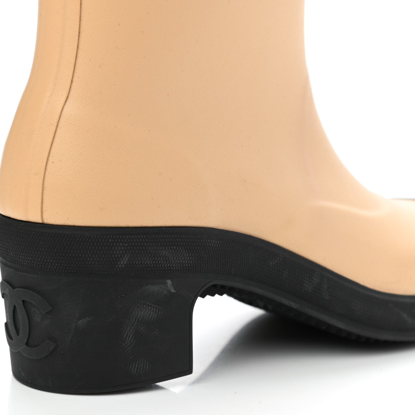 Rubber Logo Rain Boots 36 Beige