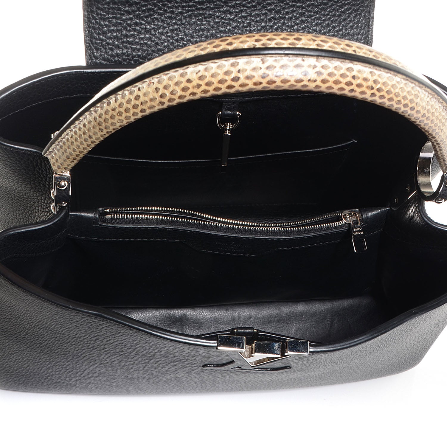 Louis Vuitton Taurillon Watersnake Capucines MM Black 6 of 8