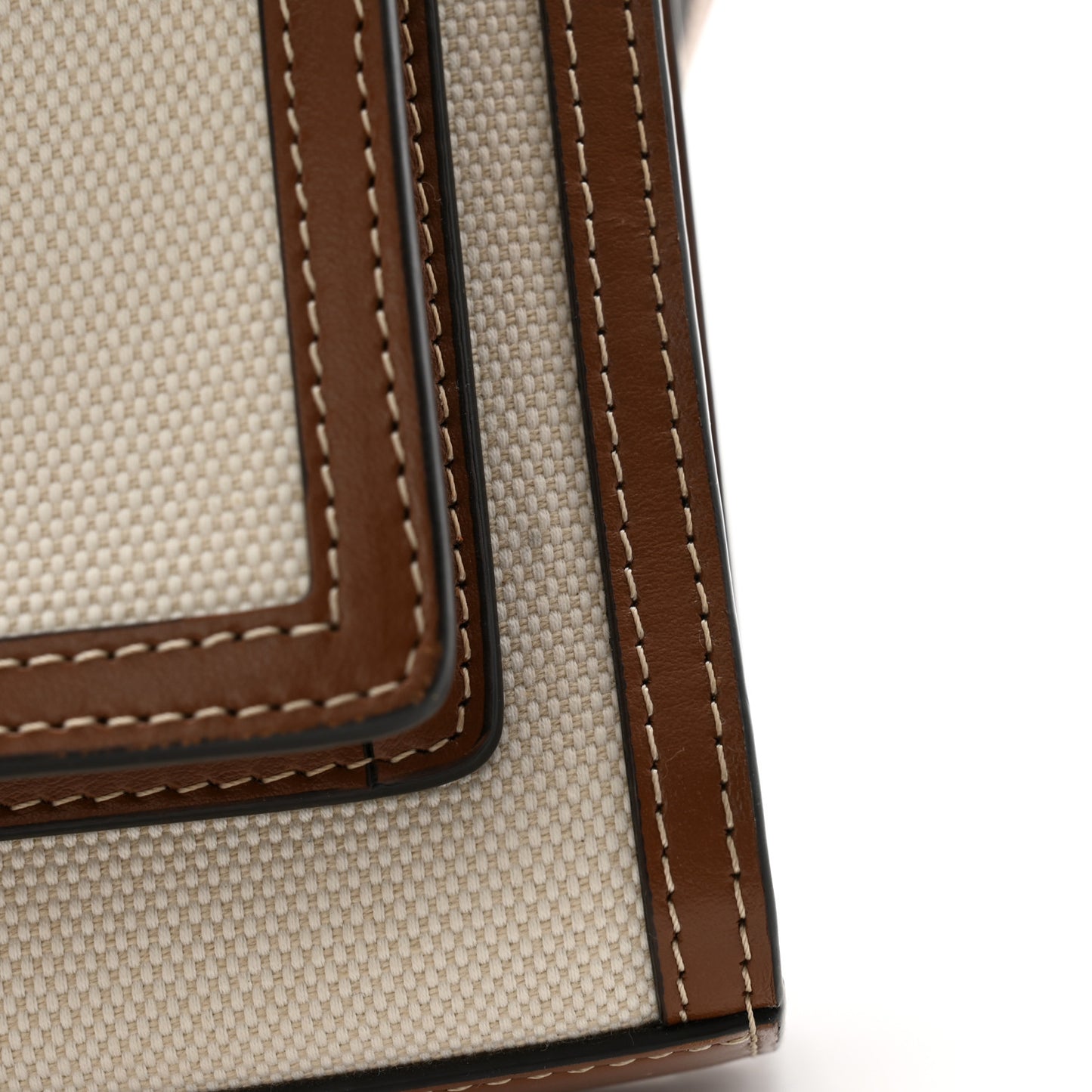 Canvas Smooth Calfskin Two Tone Mini Pocket Bag Natural Malt Brown