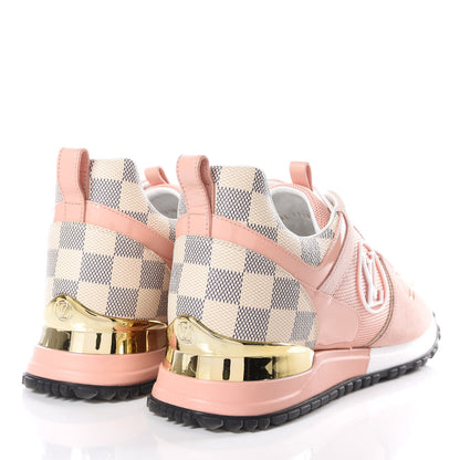 Louis Vuitton Suede Damier Azur Run Away Sneakers 38.5 Pink 4 of 8