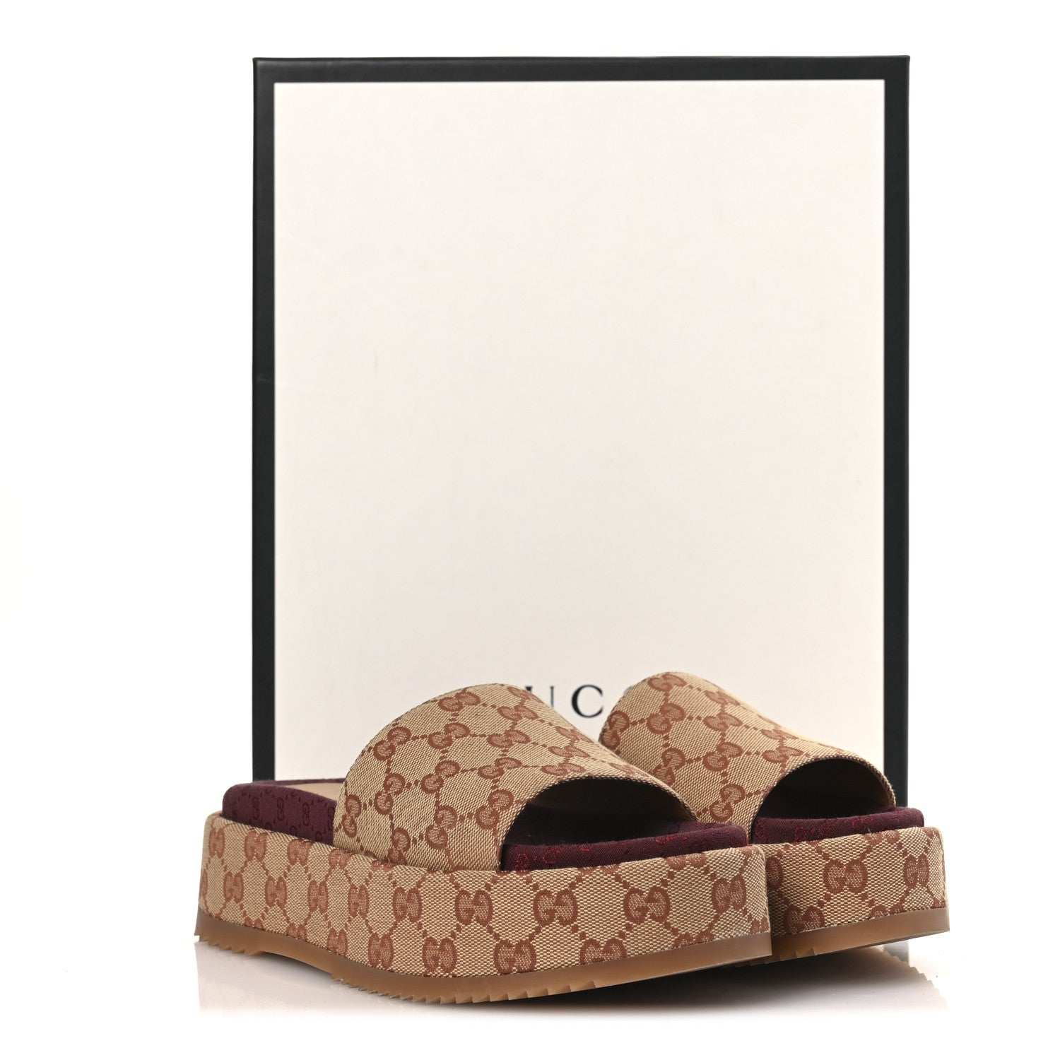 Gucci Canvas GG Monogram Angelina Platform Slide Sandals 37.5 Beige Ruggine 12 of 12