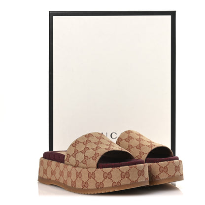 Gucci Canvas GG Monogram Angelina Platform Slide Sandals 37.5 Beige Ruggine 12 of 12