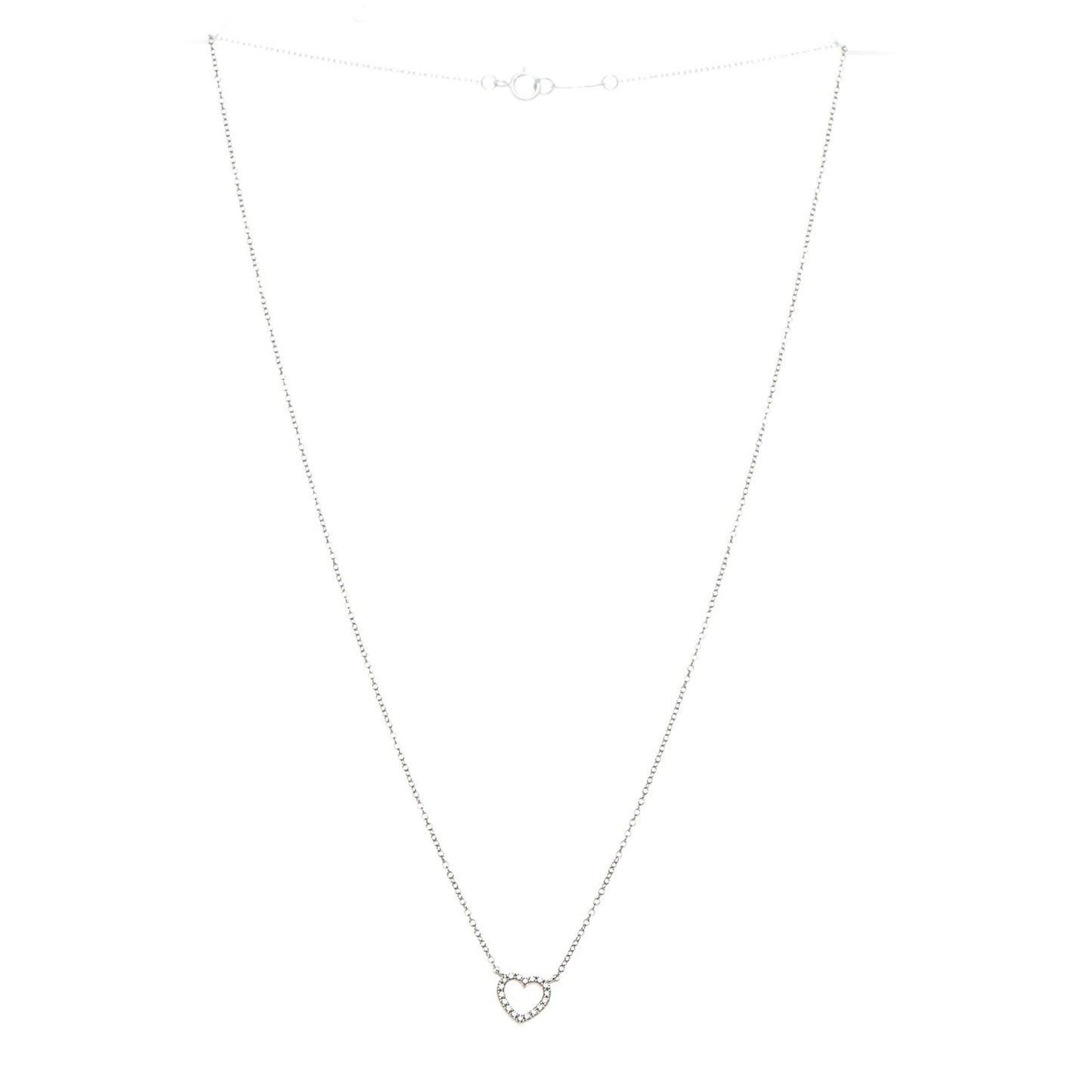 18K White Gold Diamond Metro Heart Pendant Necklace