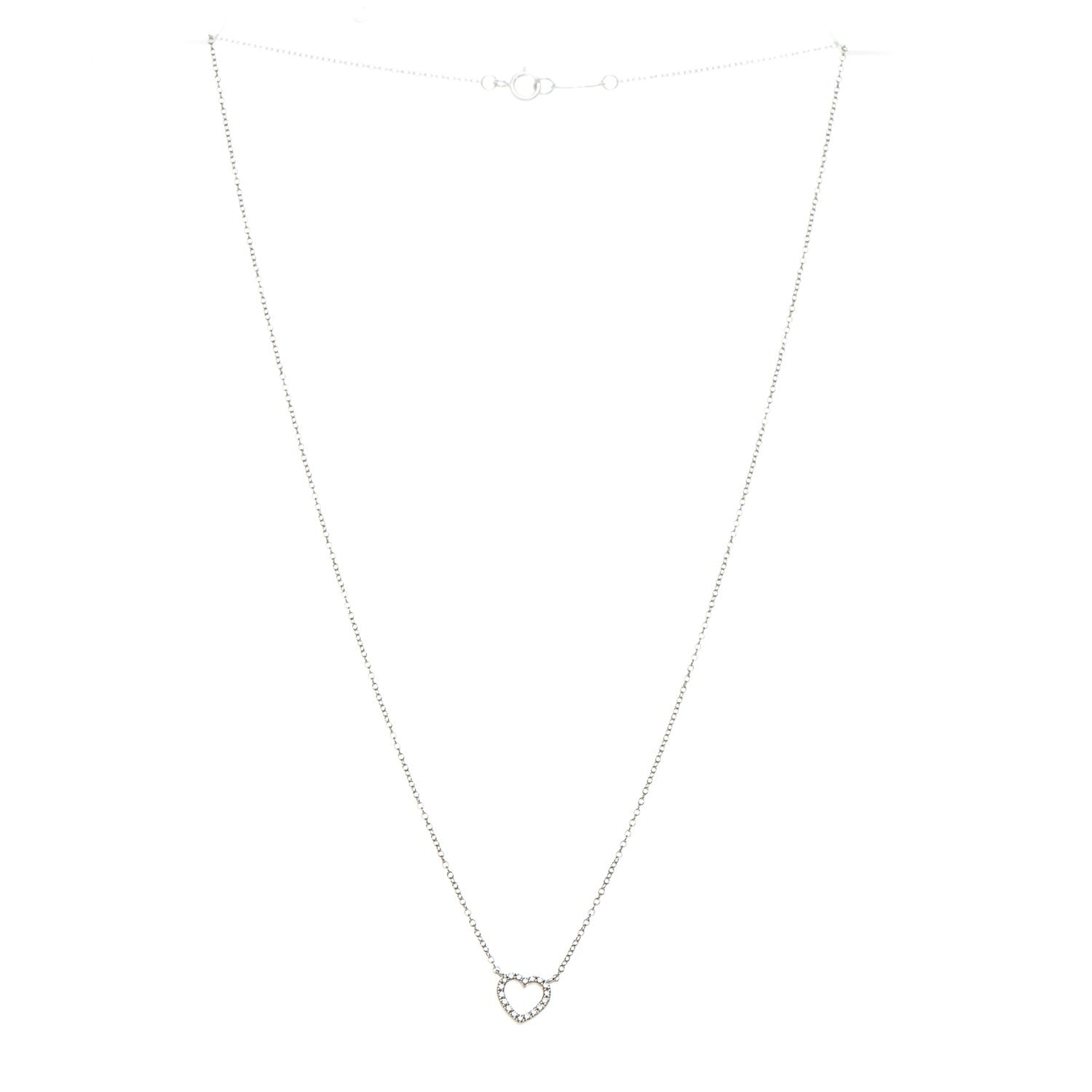 Tiffany 18K White Gold Diamond Metro Heart Pendant Necklace 4 of 6