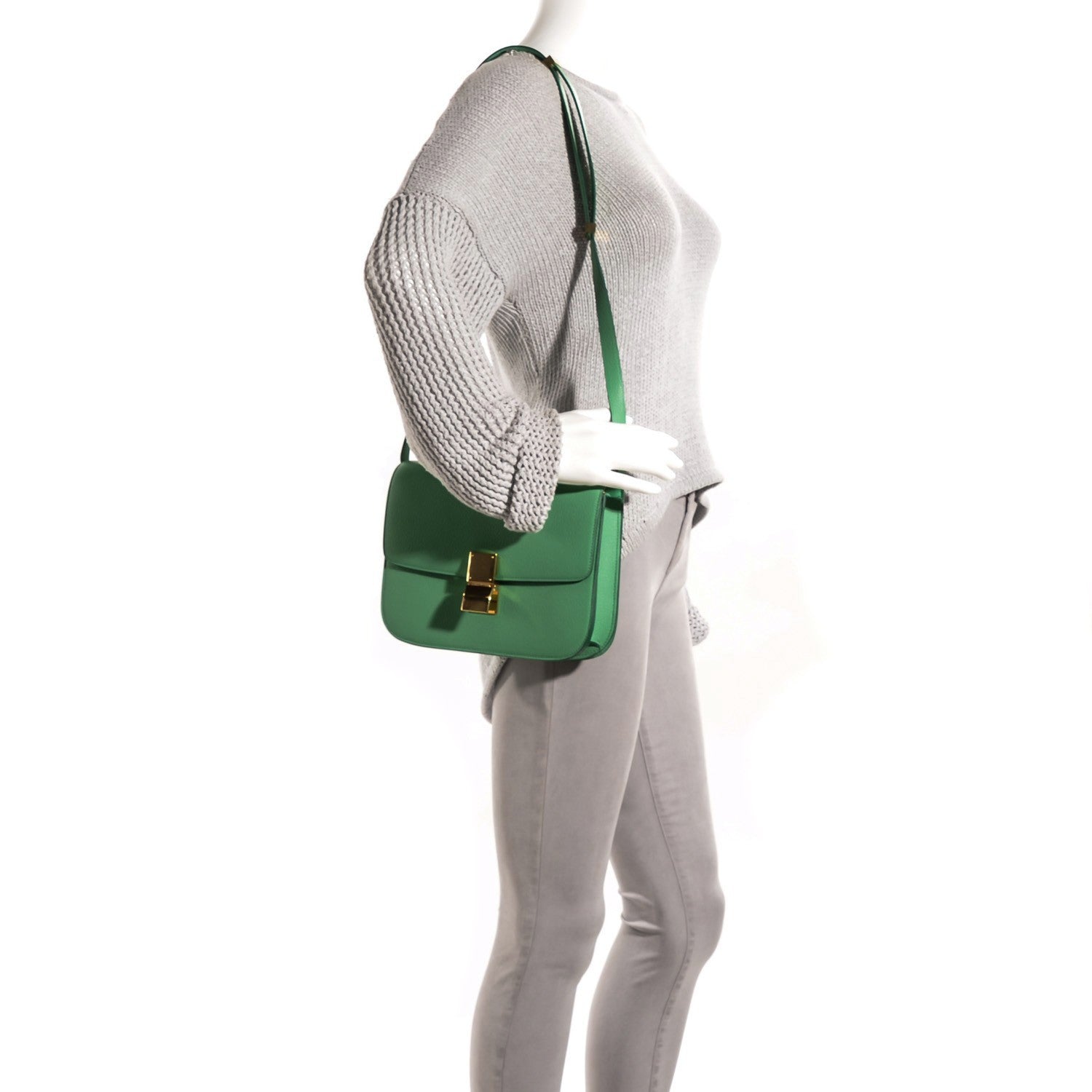 Celine Goatskin Medium Classic Box Flap Bag Palm 2 of 9