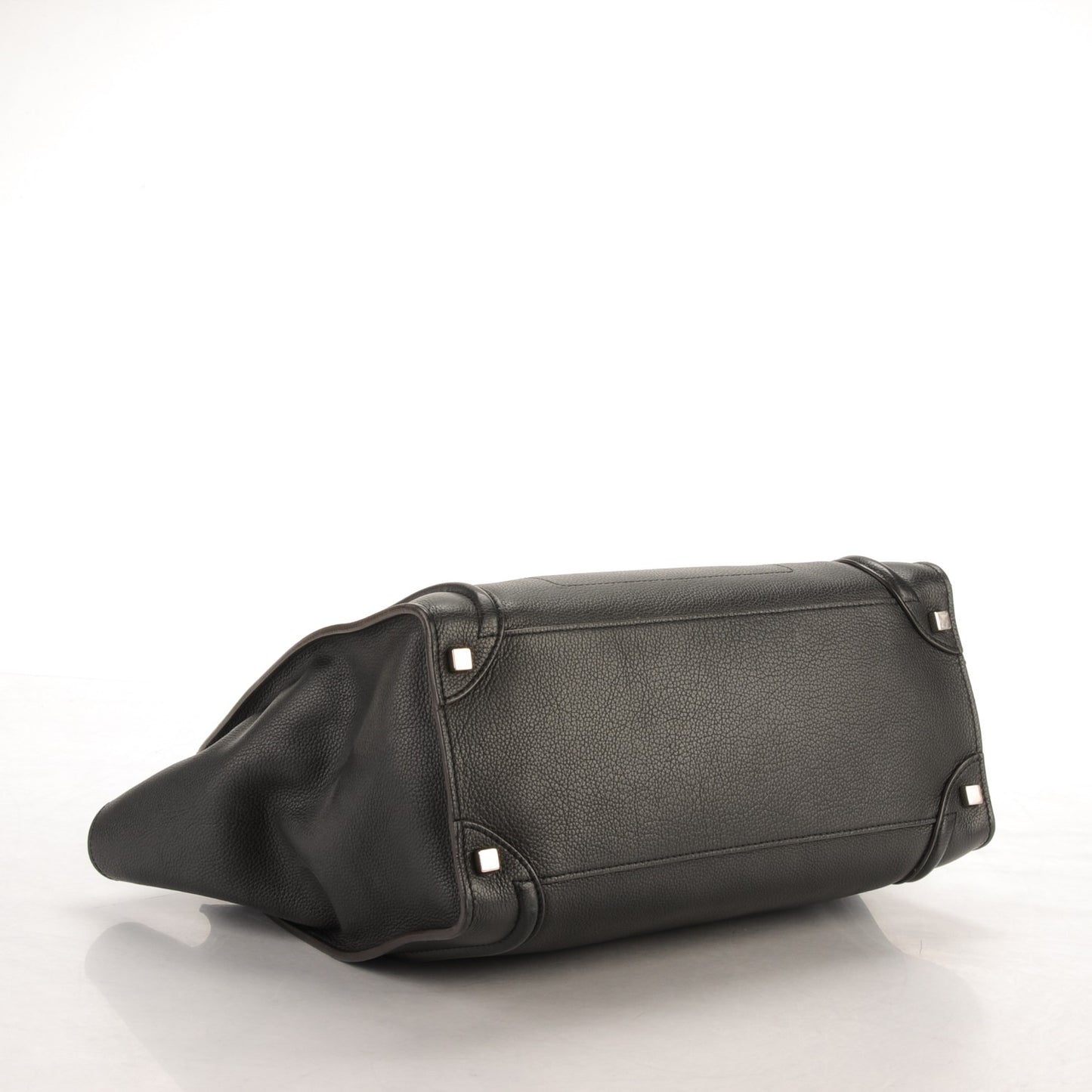 Drummed Calfskin Shoulder Luggage Black