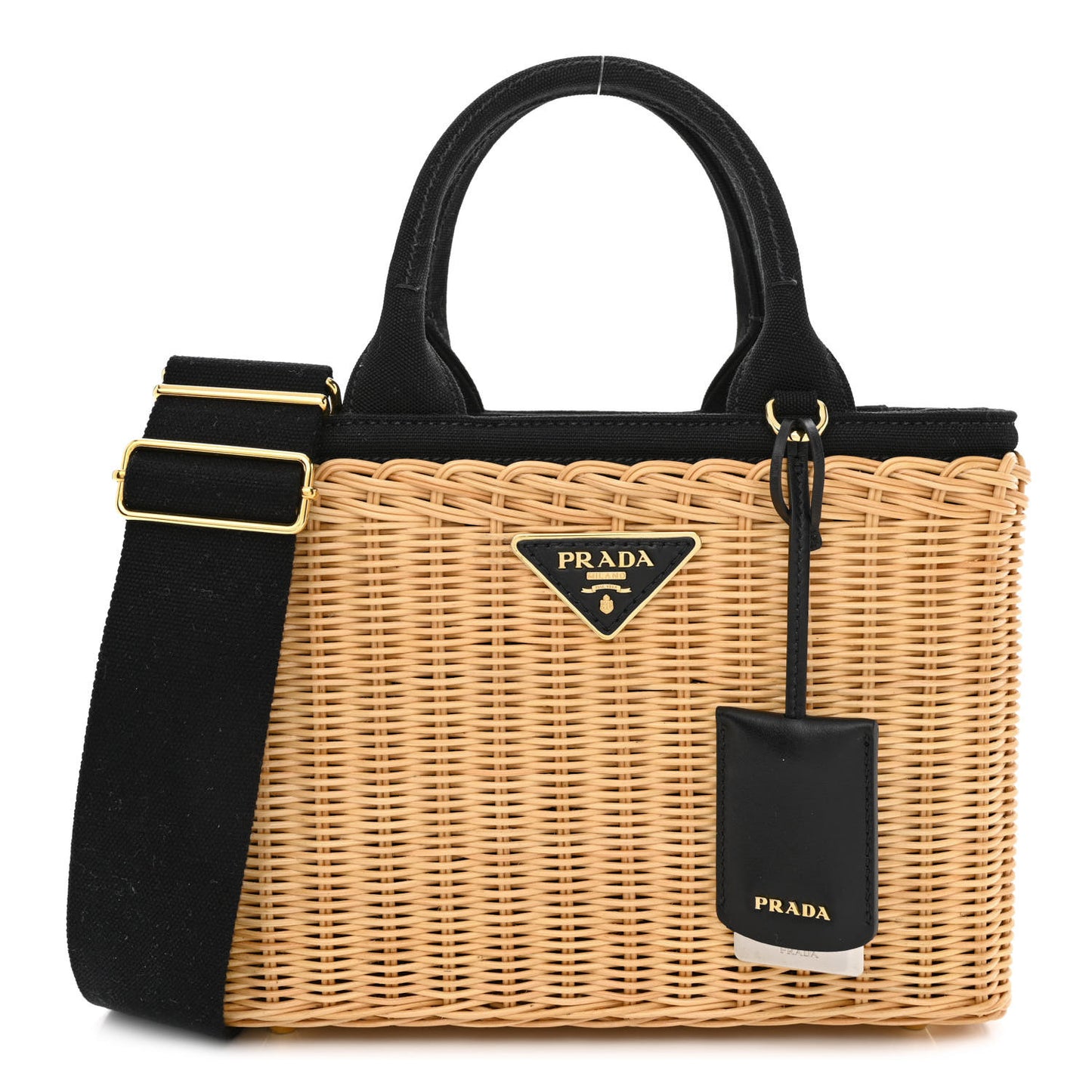 Wicker Canvas Tote Naturale Black