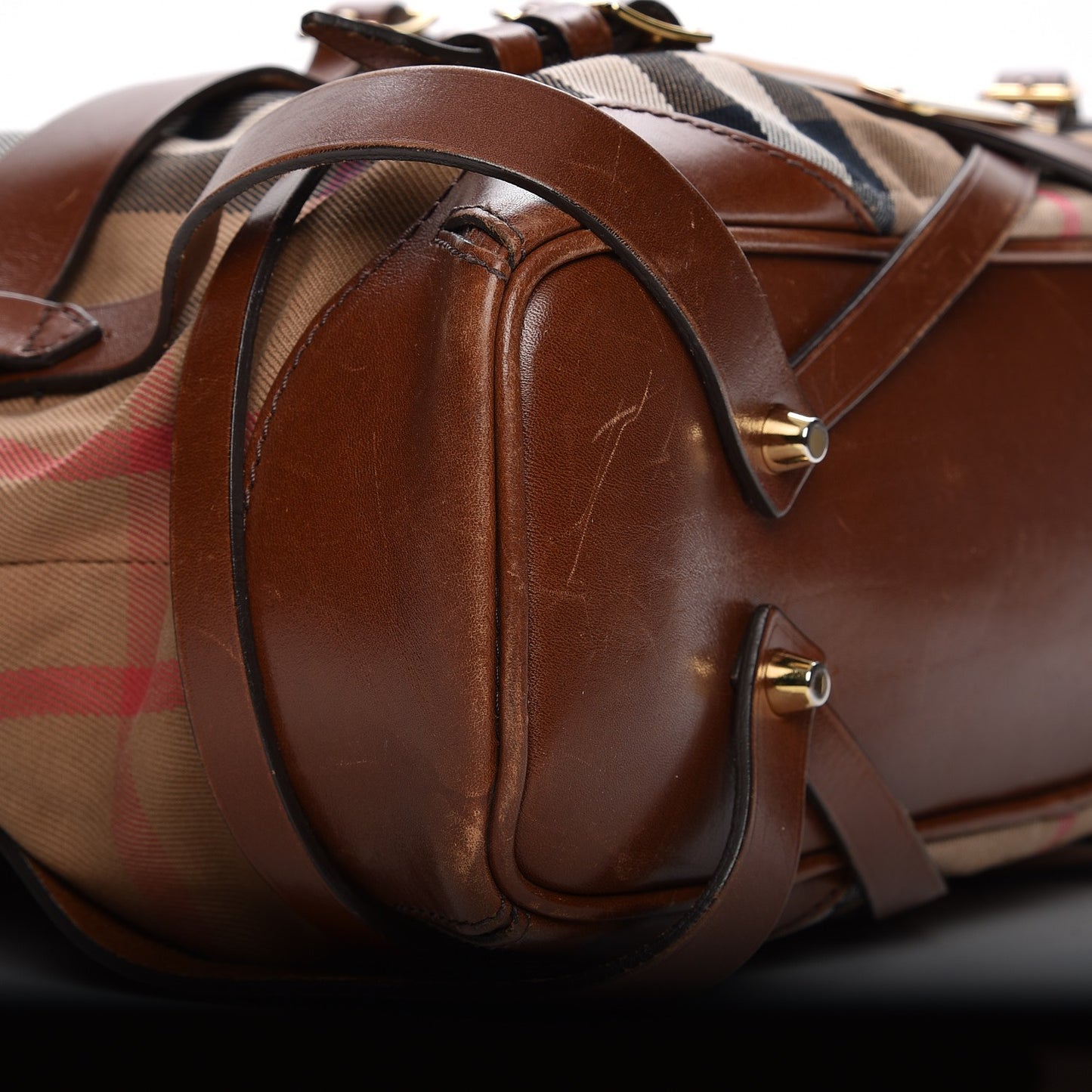 House Check Bridle Calfskin Medium Gosford Hobo Dark Tan