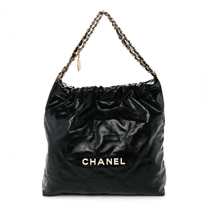 Chanel Shiny Calfskin Quilted Large Chanel 22 Black 1 of 11
