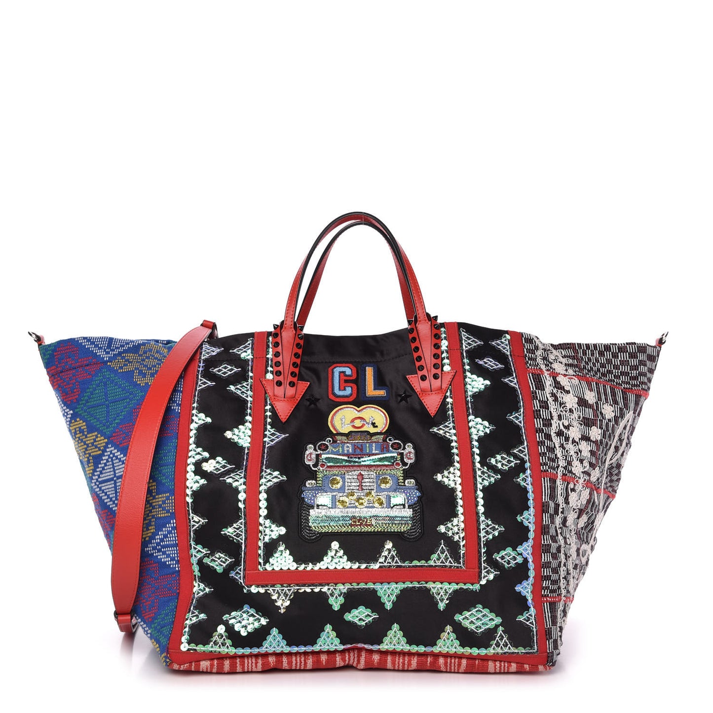 Satin Embellished Manilacaba Tote Multicolor