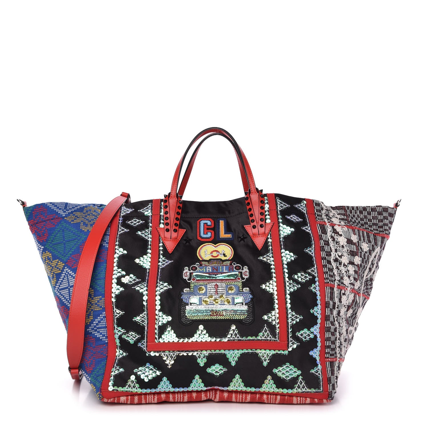 Christian Louboutin Satin Embellished Manilacaba Tote Multicolor 1 of 9