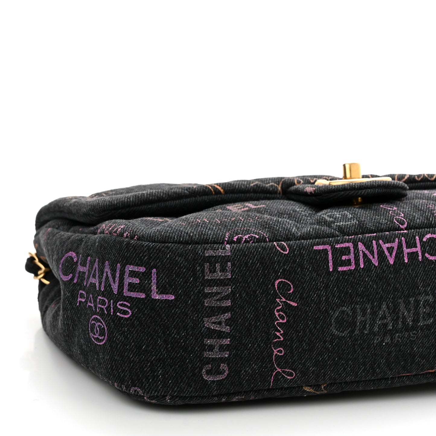 Denim Quilted Denim Mood Large Flap Black Multicolor