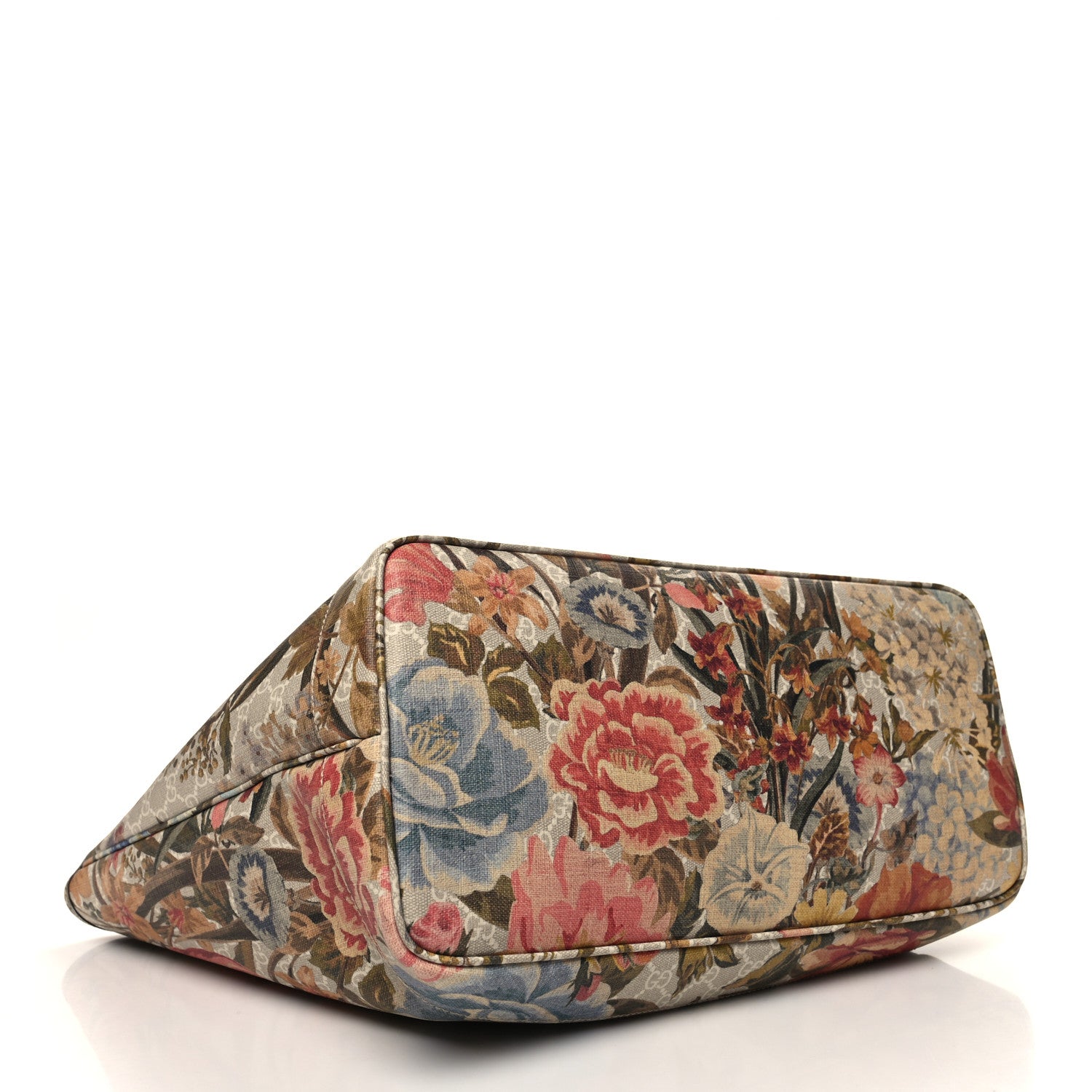 Gucci GG Supreme Monogram Water Flora Web Large Ophidia Tote Beige White Multicolor 5 of 12