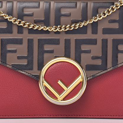 Fendi Vitello Cruise F is Fendi FF 1974 Embossed Medium Envelope Wallet On Chain Fragola Maya Black 18 of 18
