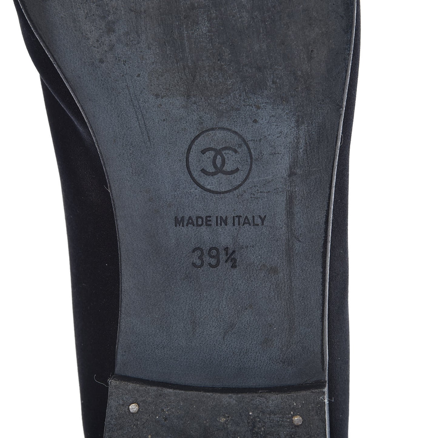 Satin Patent Cap Toe Ballerina Flats 39.5 Black