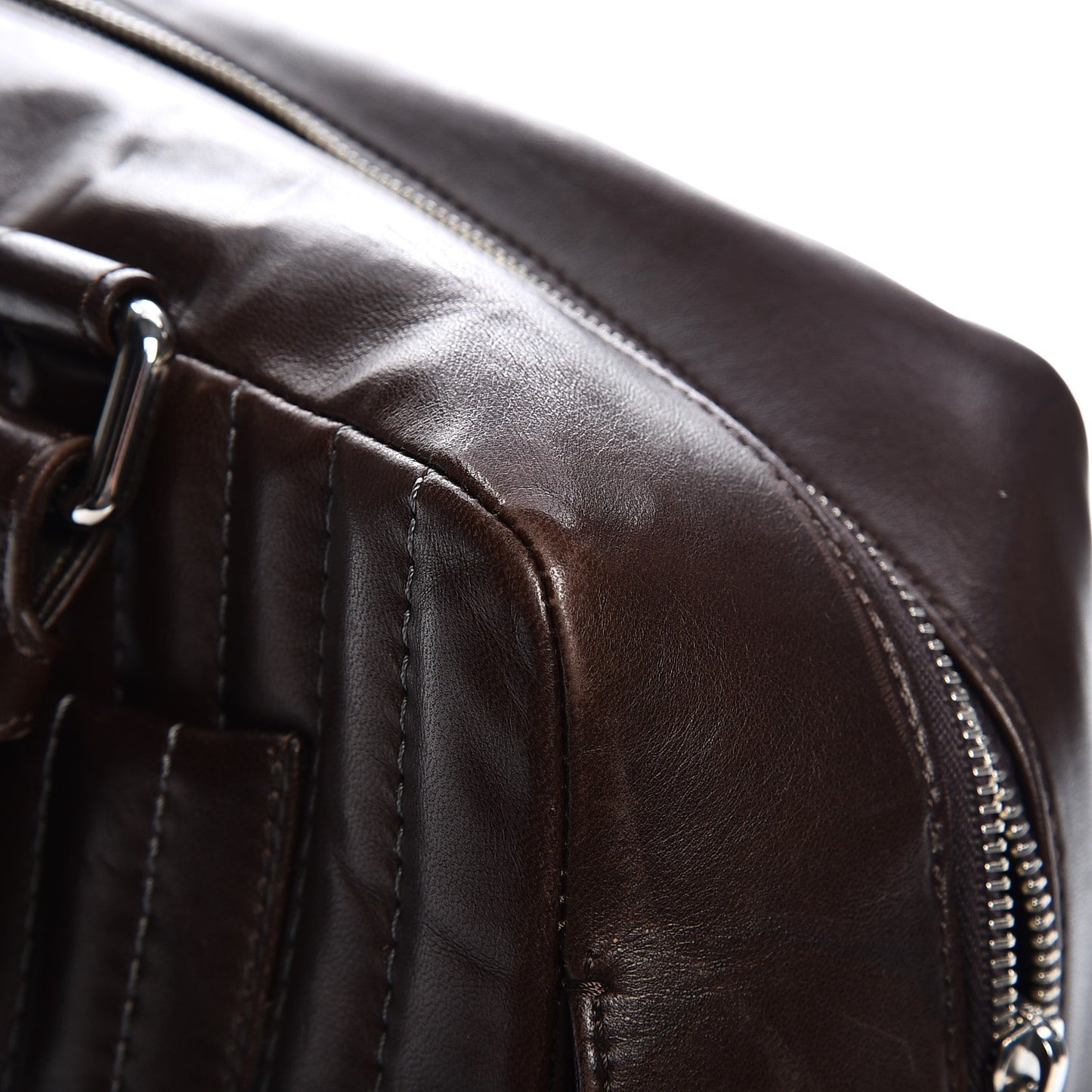 Lambskin Vertical Quilted Mademoiselle Satchel Brown