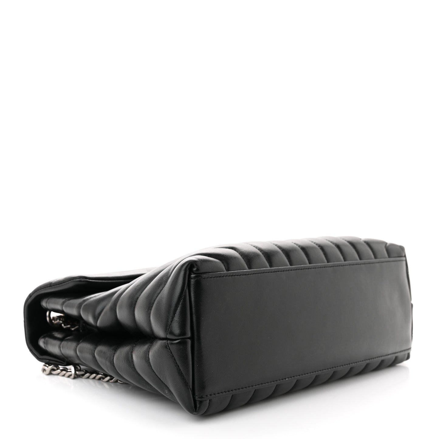 Calfskin Y Quilted Monogram Medium Loulou Chain Satchel Black
