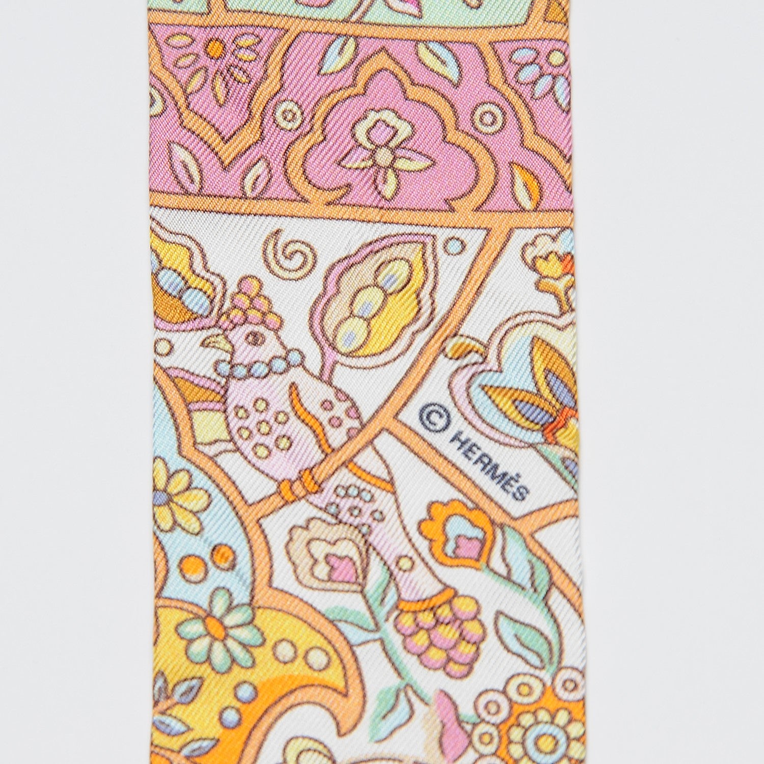 Hermes Silk Au Pays Des Oiseaux Fleurs Twilly 5 of 5