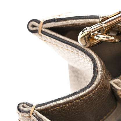 Gucci Metallic Pebbled Calfskin Medium Bamboo Shopper Tote Golden Beige 14 of 16