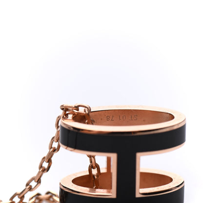 Hermes Lacquered Rose Gold Pop H Pendant Necklace Black 6 of 6