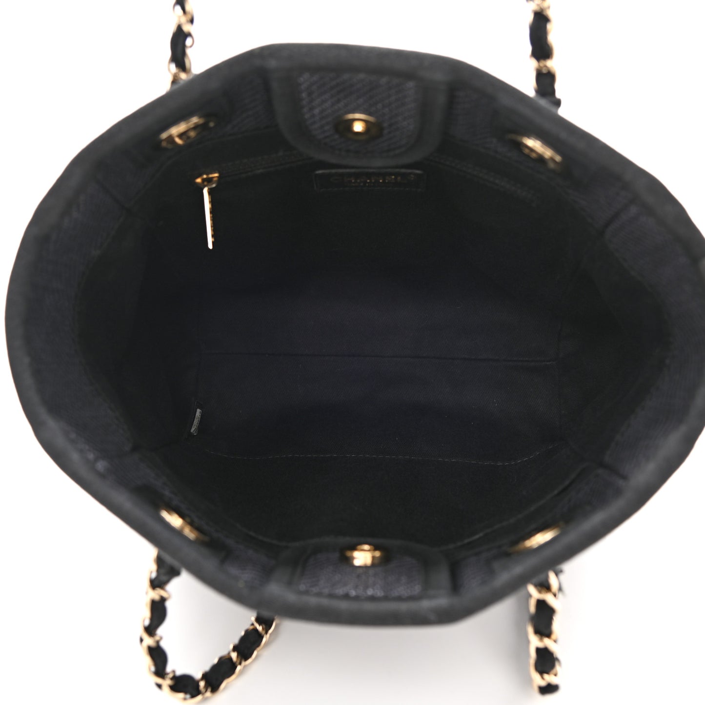 Mixed Fibers Calfskin Mini Deauville Tote Black