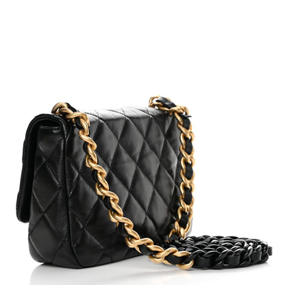 Chanel Lambskin Quilted Small Lacquered Chain Flap Black 3 of 11