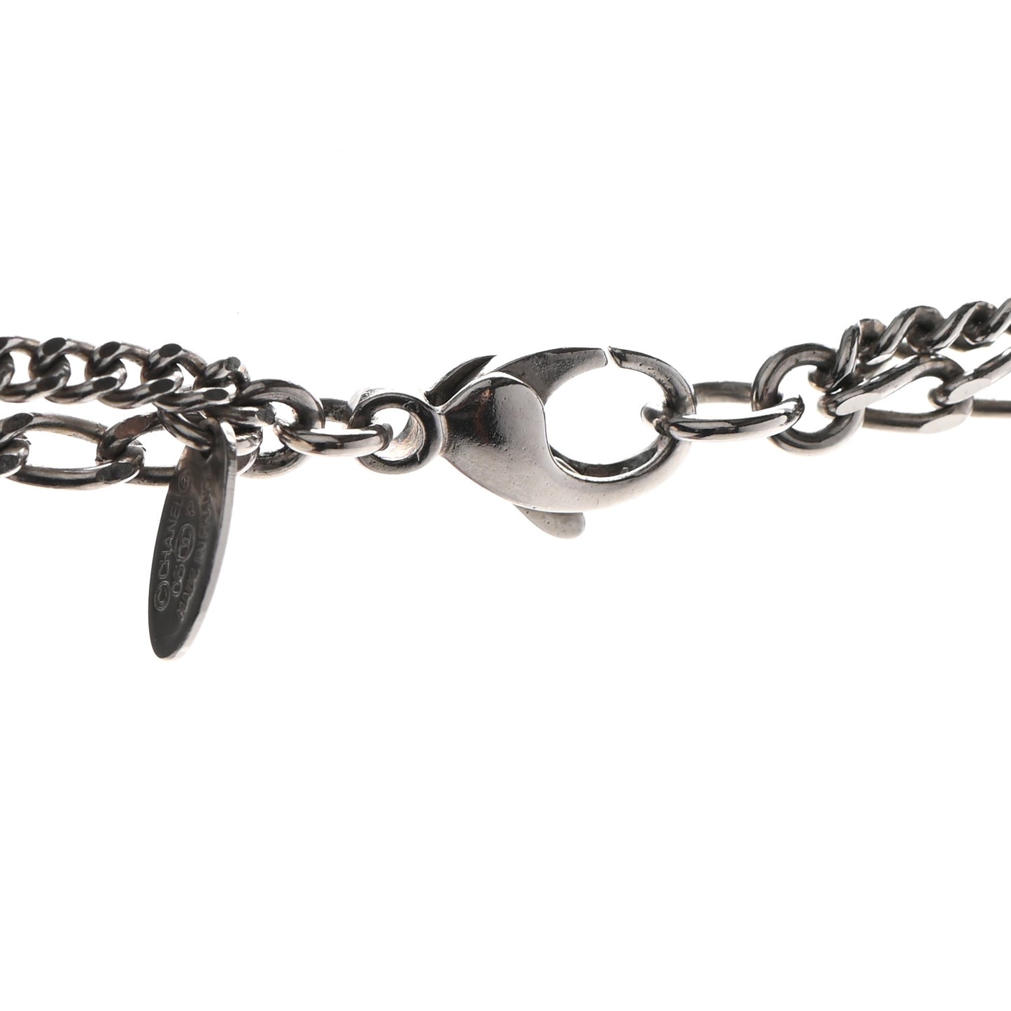 Double Chain CC Necklace Silver