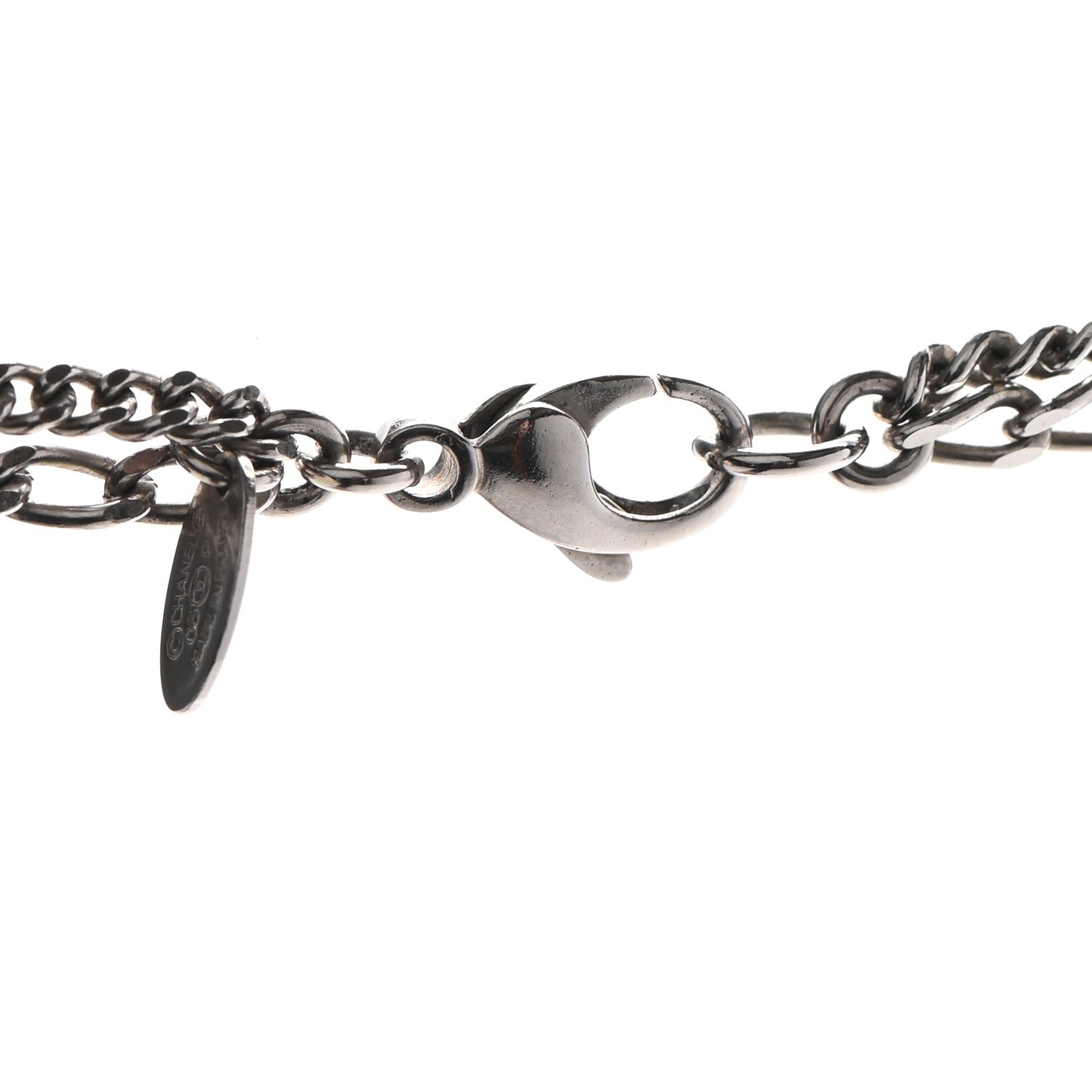 Chanel Double Chain CC Necklace Silver 4 of 6