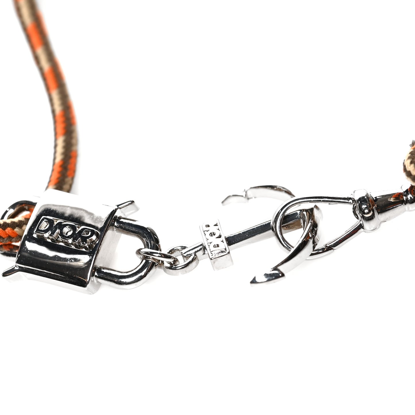Technical Cord Brass Anchor Bracelet Orange Taupe