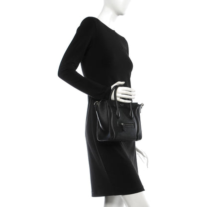 Celine Drummed Calfskin Nano Luggage Black 2 of 8